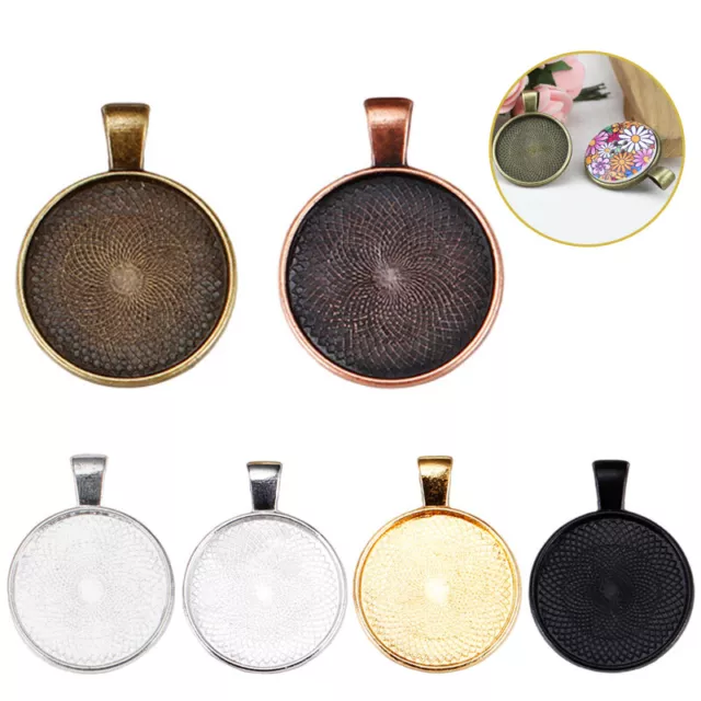 10pcs Round Pendant Trays Fit 25mm Cabochon Base Setting Blank Bezel Frame