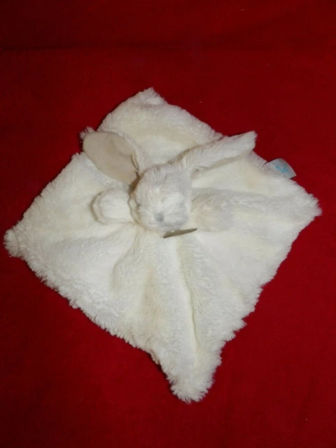 Doudou Plat Babynat Lapin Blanc Beige Flocon BN051 NEUF