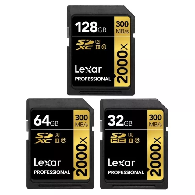 New Lexar 32GB 64GB 128GB Professional 2000x UHS-II U3 4K C10 SDXC SDHC SD Card