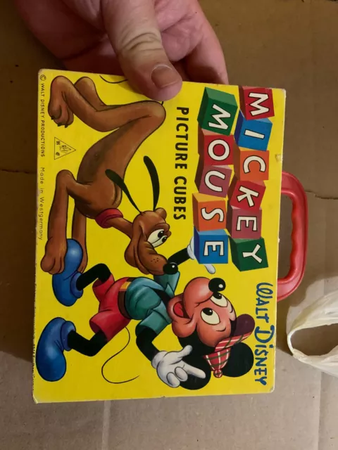 Vintage 1950s Walt Disney MICKEY MOUSE PICTURE CUBES Complete Case West Germany