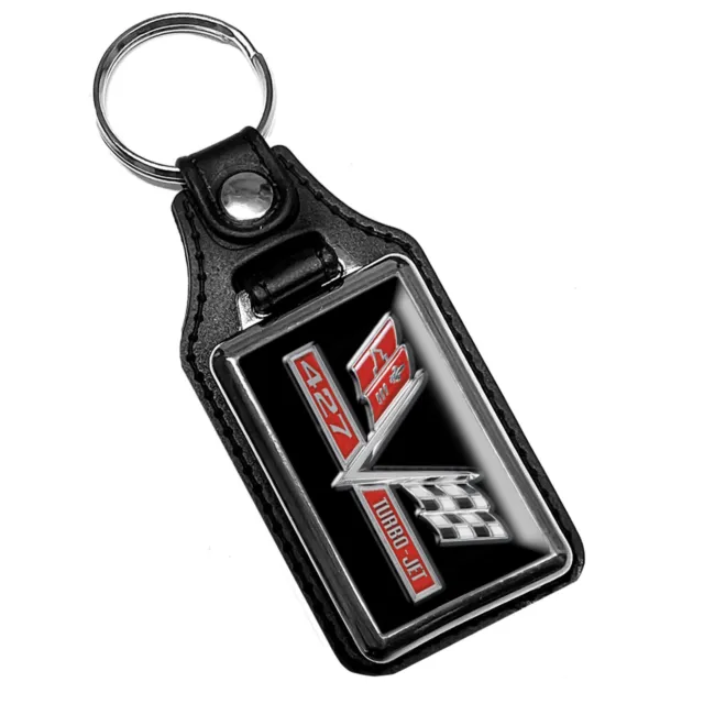 Compatible with 1966 1967 Chevelle Corvette 427 Turbo Jet Faux Leather Key Ring