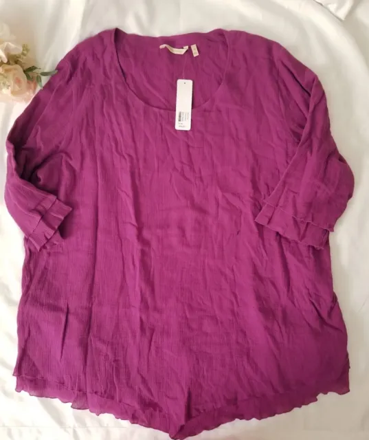 Soft Surroundings Gauze Layered Siesta Key Tunic Size 3X Blouse Purple Women's