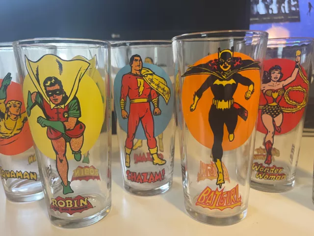 1976 DC COMICS Pepsi-Cola Super Series Glasses - Set of 9 Batman Joker Batgirl 3