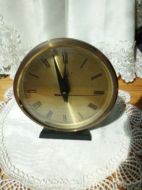 WEIMAR Quartz Kaminuhr Tischuhr Messing - Made in GDR