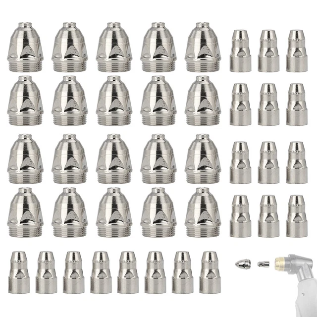 40Pcs P-80 Plasma Cutter Torch Parts Kit Tip Cup Consumables 1.5mm Nozzles