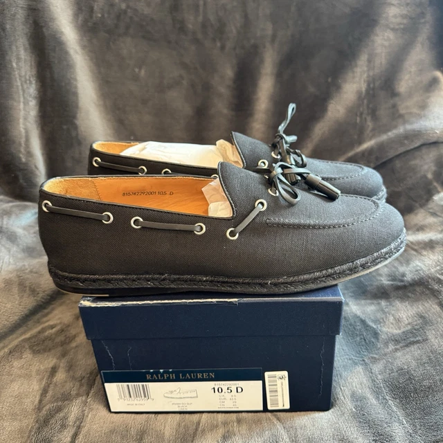 RALPH LAUREN LOAFERS Irwin Black Linen Leather 10.5D Tassel  display picture 1