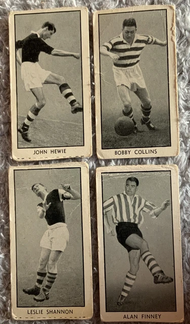 1956 DC Thomson Wizard Famous Footballers X4 Finney Hewie Shannon Collins