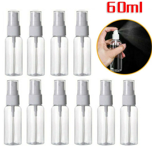 10x 60ml Clear Empty Botella Pulverizadora Plástico Transparente Perfume Atomizador Viaje