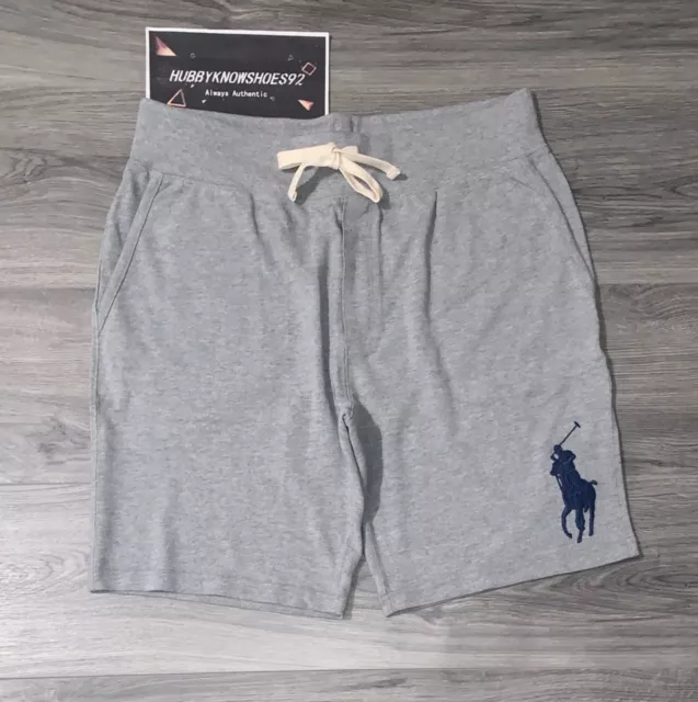 POLO RALPH LAUREN Men’s Grey Navy Big Pony Mesh Cotton Sweat Shorts NEW NWT