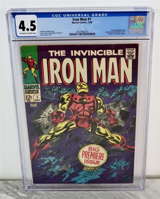 B-351 Marvel Comics 1968 The Invincible Iron Man #1 Cgc 4.5 Nice!