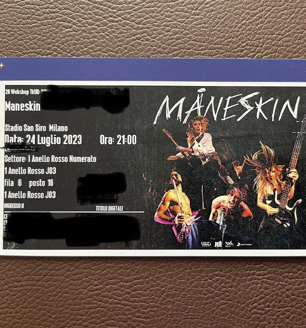 2 Biglietti posti vicini Maneskin - San Siro 24/07/2023 Fila 6 - I Anello Rosso