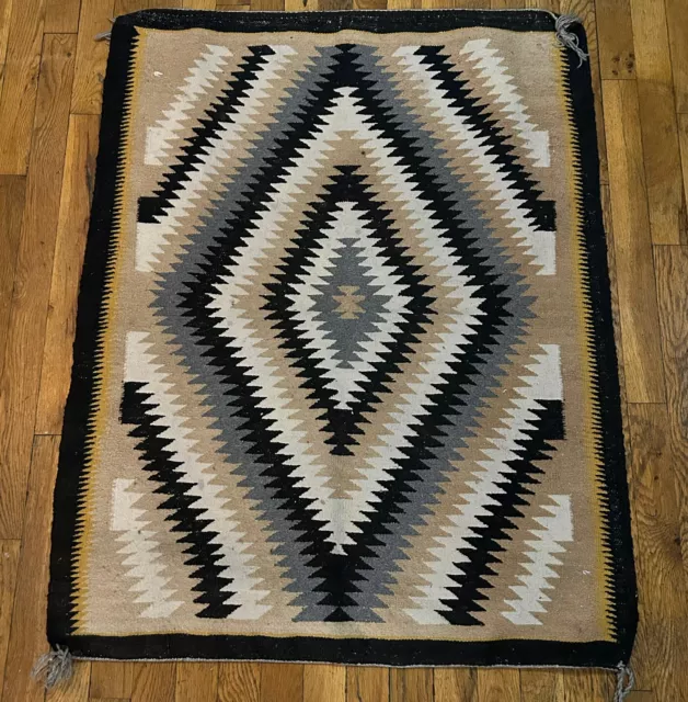 Vintage Early Native American Indian Navajo Eye Dazzler Rug Blanket 41 x 32