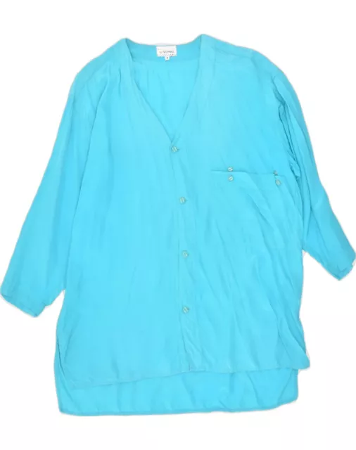 STEFANEL Womens Oversized Shirt Blouse UK 10 Small Turquoise Viscose HZ08