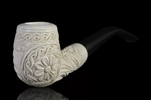 Classic block Meerschaum Engraving Pipe handmade Smoking tobacco w case MD-136