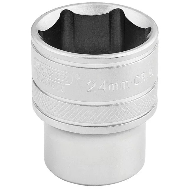 Draper Expert Quality Chrome 1/2" Square Drive 6 Point Metric Socket - 24mm