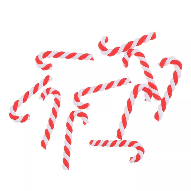 10x Christmas Cane Resin Cabochon Flatback for DIY Phone Embellishment Decor -wa