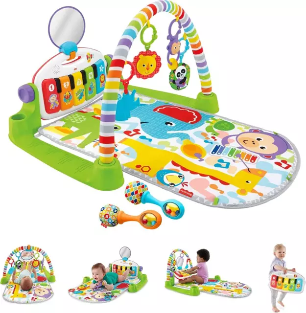 Fisher-Price Baby Playmat Deluxe Kick & Play Piano Gym & Maracas with Smart Stag