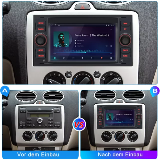 Für Ford Focus MK2 Transit MK7 C-Max Autoradio SWC 32g Android 12 DAB GPS RDS BT 2