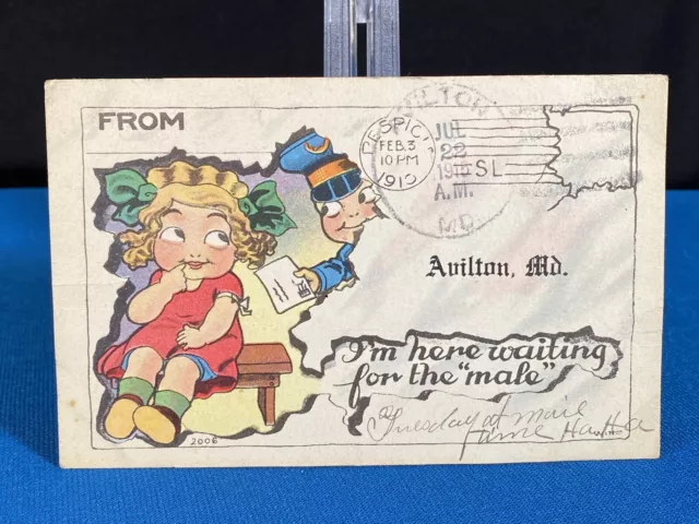Avilton Maryland Comic Humorous Antique Postcard Posted 1915