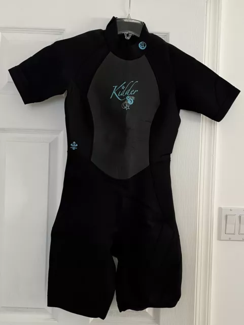 Kidder Womens Black Full Zip Wetsuit Shorty Neoprene~ Size Medium.