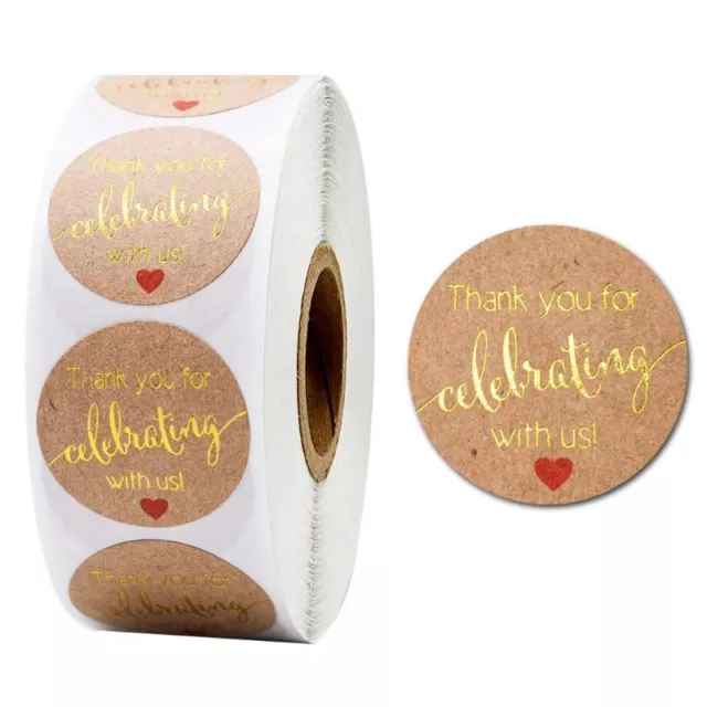 500pcs 1Inch Kraft Thank You for Celebrating with US Stickers Wedding Seal Label