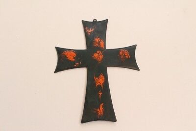 Emailiertes Croix Pour Accrocher Croix 60er Évangélique Vert Orange