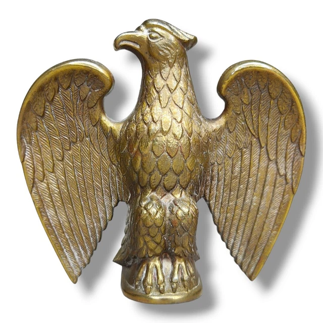 Vintage Bronze Brass Eagle Flagpole  Flag Topper Finial Patina Heavy 6"