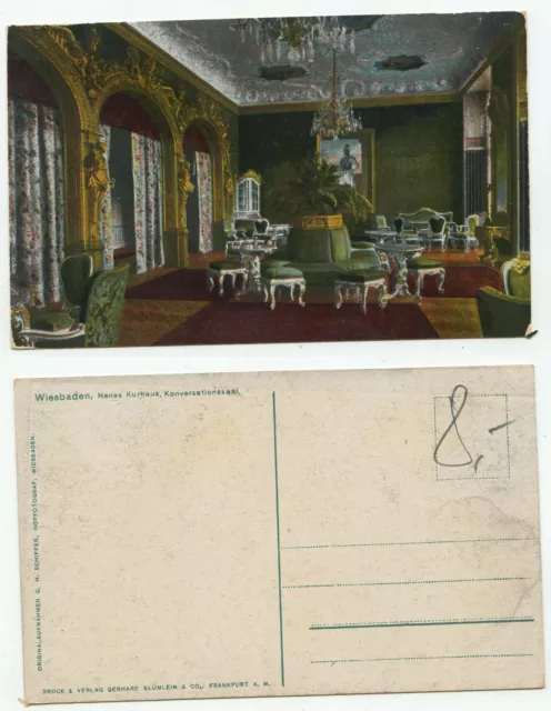 13170 - Wiesbaden - new spa house - conversation room - old postcard