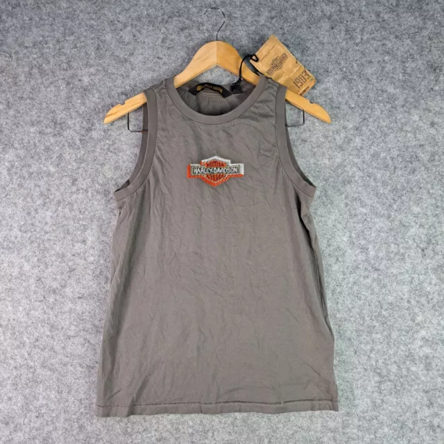 Harley Davidson Top Womens Small Grey Wingered #1 Muscle Tee NEW BNWT 5863