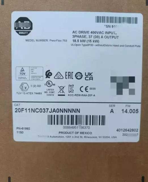 20F11NC037JA0NNNNN Allen Bradley New Inverter 20F11NC037JA0NNNNN 1pcs