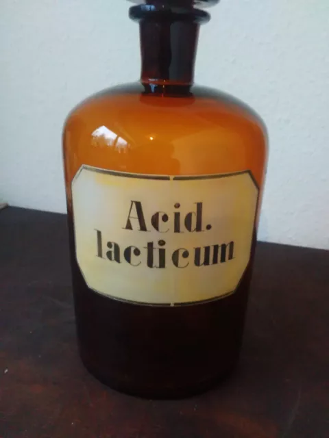 Apothekerflasche;Acid. lacticum; 3 ltr.;braunglas;geschl. Stöpsel;Loft;Deco