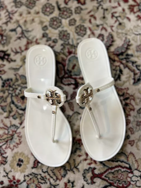 Tory Burch Mini Miller Women's Flat Thong Jelly Sandals - White, US 8