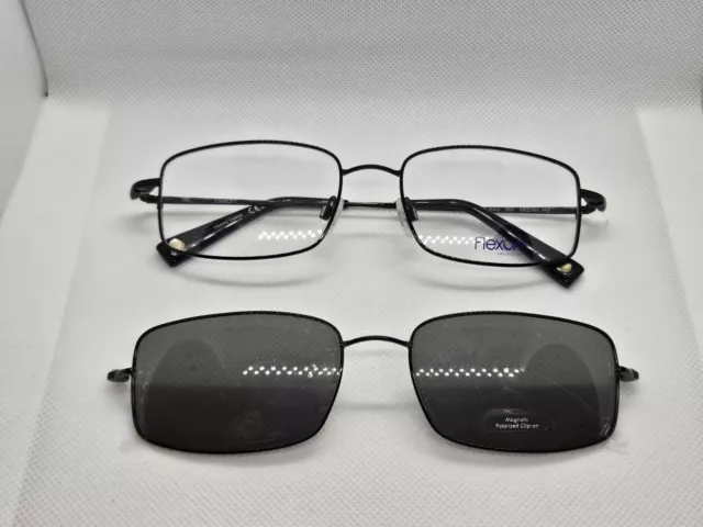 FLEXON 901 MAG 001 Black 54-18-140, Clip On Flexible Frame, Metal Eyeglasses