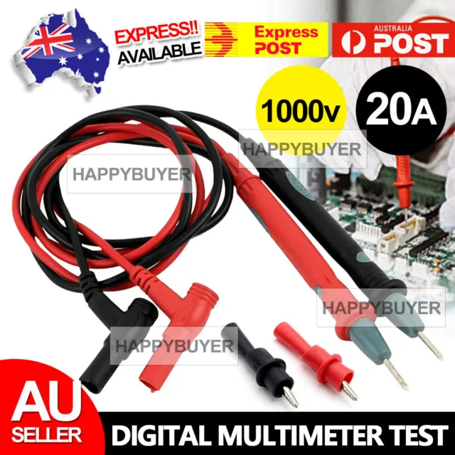 Digital Multimeter Multi Meter Test Lead Cable Probe Needle Wires 1000V 20A