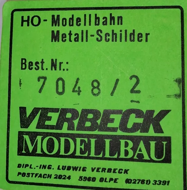 Verbeck H0  No. 7048/2 BW Hagen- Eck  Schild Neusilber