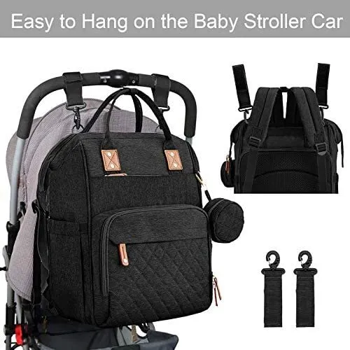 Multi-Functional Baby Diaper Bag Backpack with Bassinet Changing Station Crib 18