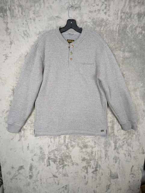 STANLEY SHERPA FLEECE Lined Waffle Thermal Henley Shirt Gray Men s M Pullover 15.00 PicClick