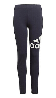 Girls Adidas Essentials Leggings Badge Of Sport Logo Blue Ages 7-12 New