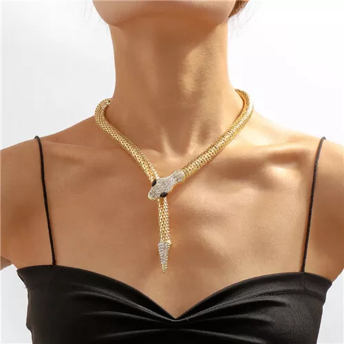 Punk Clavicle 925 Silver Snake Necklace Choker Women Curb Cuban Chain Jewelry