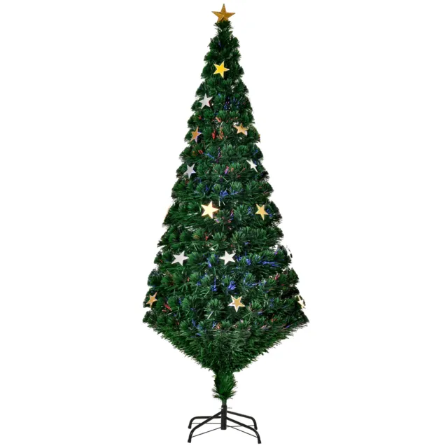HOMCOM Albero di Natale Artificiale 180cm con 27 Luci LED a Stella Verde
