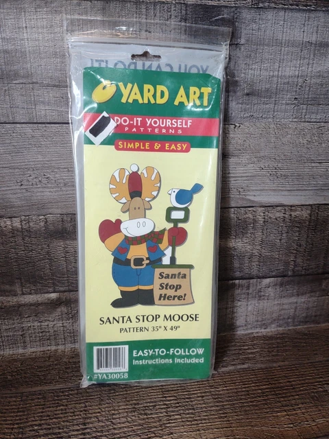 "Patrones de arte hágalo usted mismo de yarda SANTA STOP MOOSE Navidad NUEVO DE LOTE ANTIGUO 1998 35""x49"