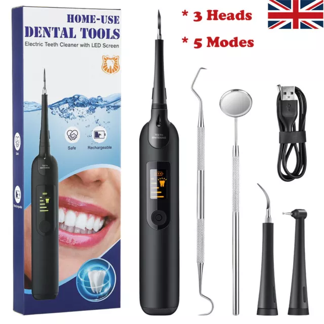 Electric Sonic Dental Scaler Tartar Plaque Calculus Remover Teeth Stains Cleaner