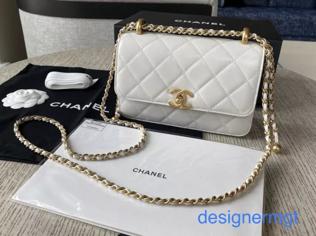 CHANEL 21A Mini Flap Coin Leather Purse Crossbody Bag Black