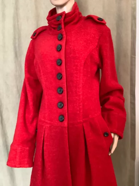 Kensie military peacoat style wool polyester coat red size medium