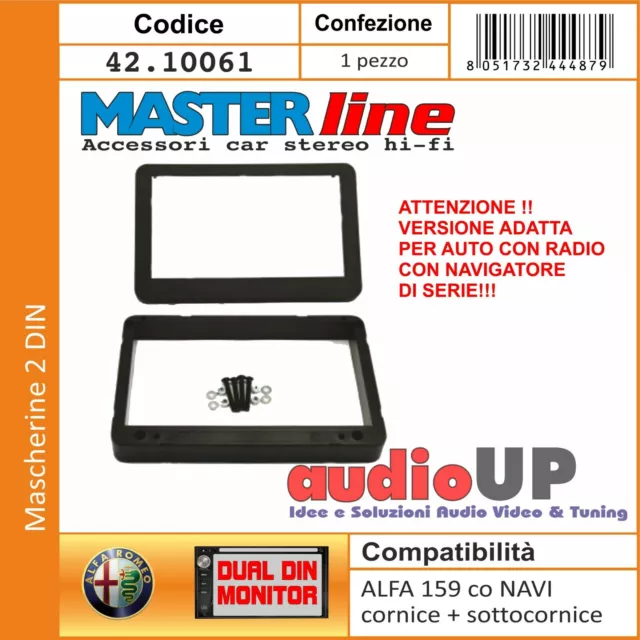 Mascherina Radio 2 Din Alfa Romeo 159 Con Navigatore Cornice Completa 3 Pezzi