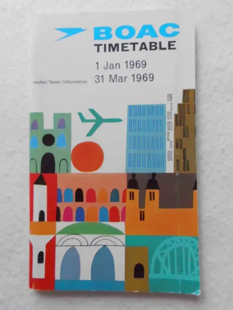 System Timetable Boac British Overseas Airways 1969 Incl. Cargo Route Map