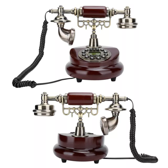 Retro Style Telephone Resin Imitated Wood Vintage Landline Rotating