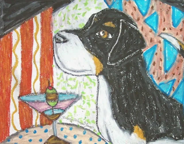 Greater Swiss Mountain Dog Art Print 4x6 Martini Collectible Signed Artist KSams