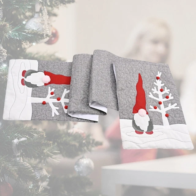 Muñeca sin rostro corredor de mesa líneas de mesa de Navidad gnomo muñeca corredor de mesa gris