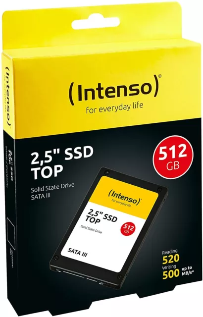 SSD INTERNO SATA III TOP 512GB,2.5" NERO 6Gb/s fino 520 MB/s INTENSO 3812450 480